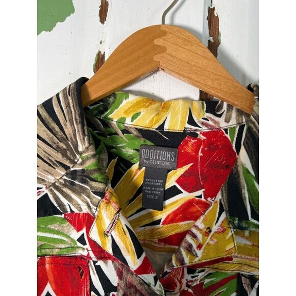 Additions by Chicos Womens Colorful Tropical Wood Button Jacket Size 2 (Size 12) - Picture 4 of 15